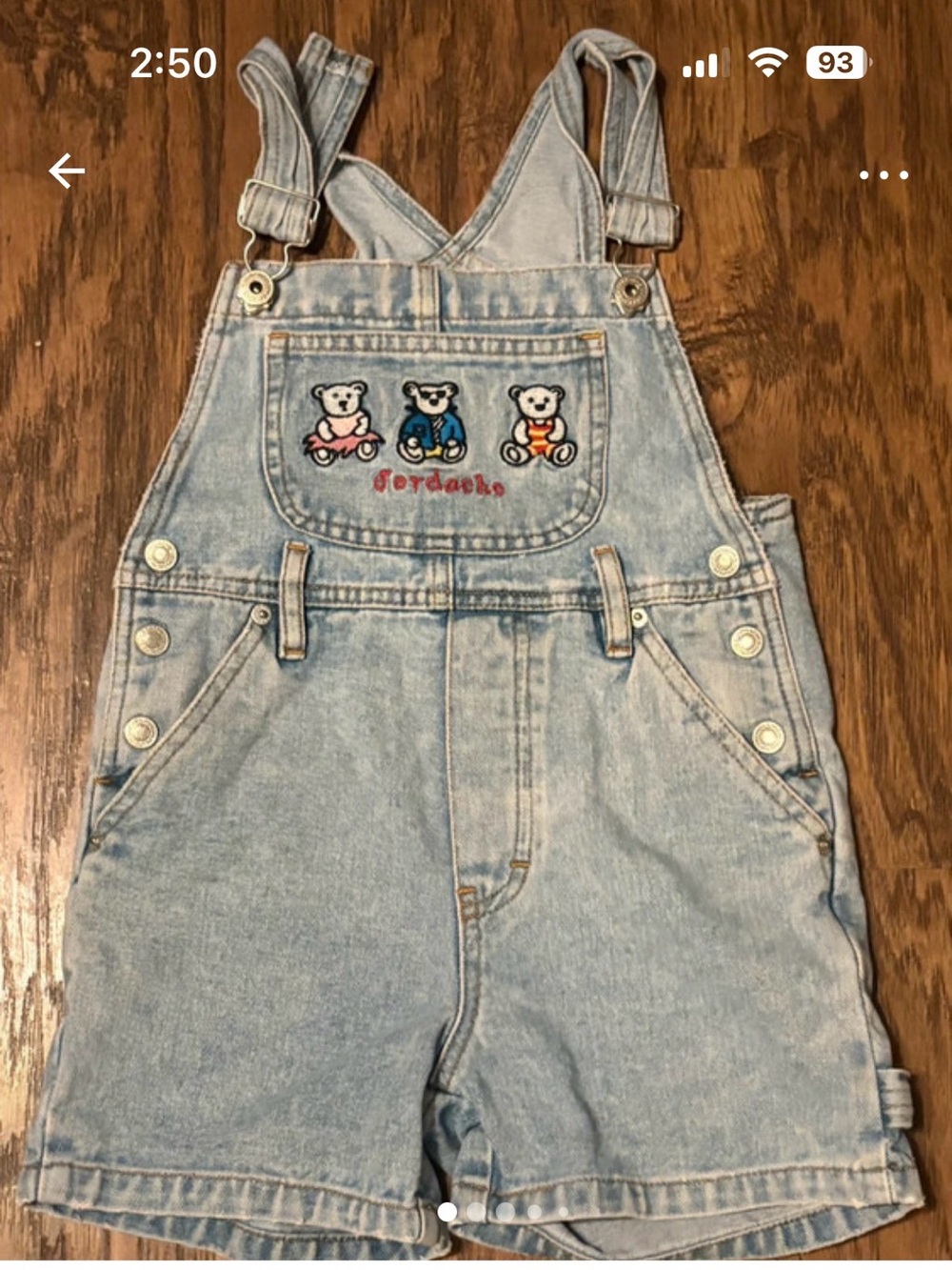Vintage 90’s Jordache Girl Shorts Overalls Embroidered Teddy Bears Size 5/6